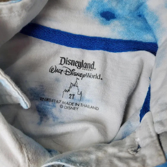 Disneyland Resort Walt Disney World Kids Toddler 2T Blue White Tie Dye Polo - Picture 2 of 8